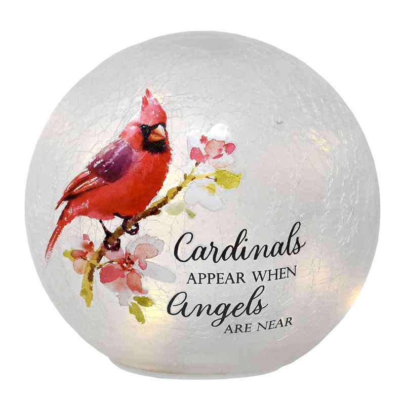 Cardinals Appear LED Crackle Glass Globe