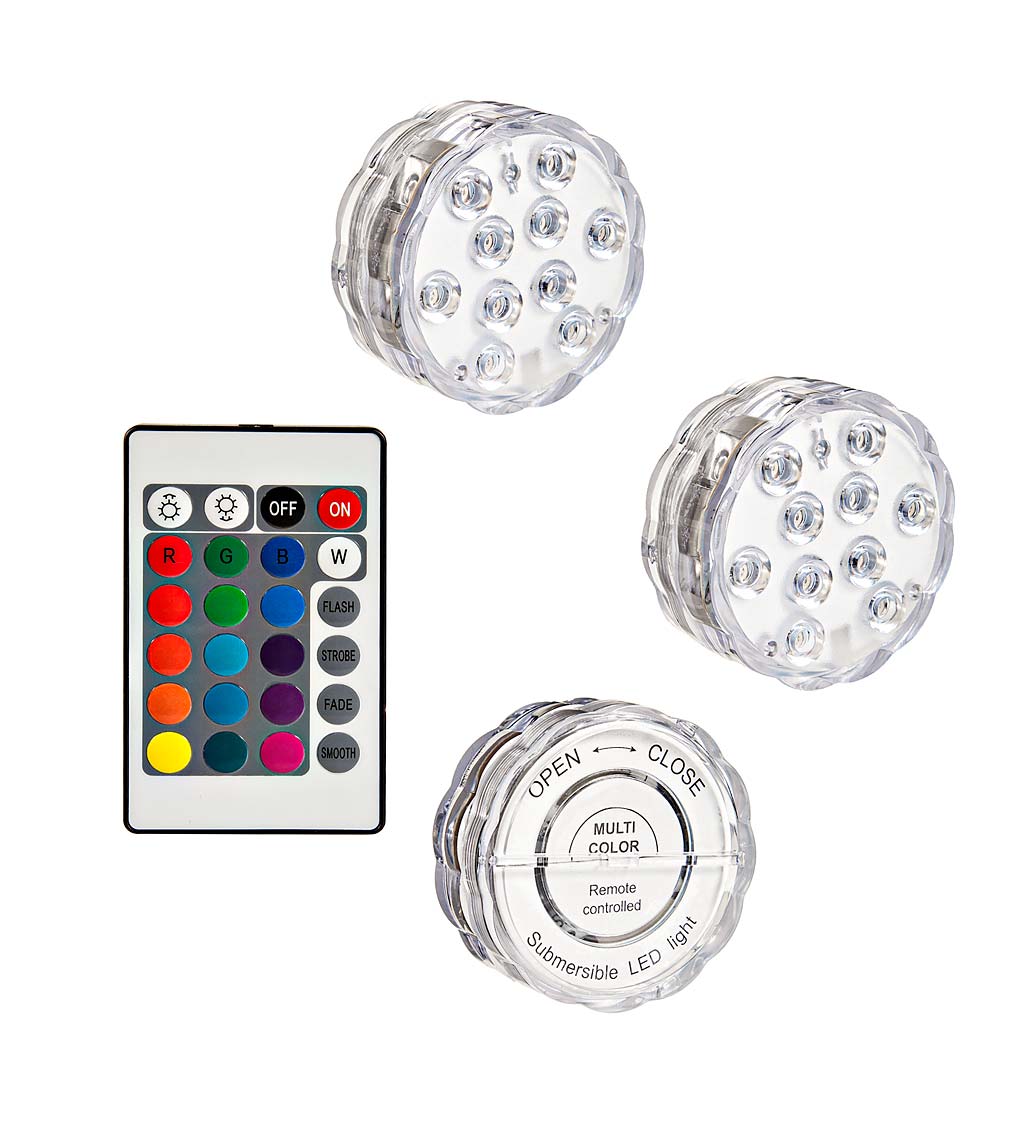 LED Red, Green and Blue Puck Light with Remote Control, Set of 3 ...
