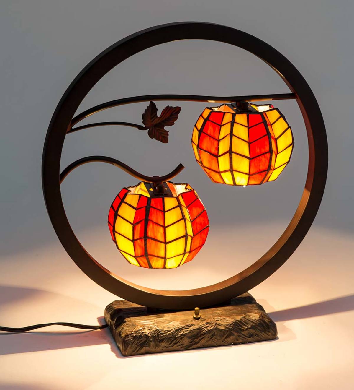 Double Stained Glass Pumpkin Lamp | Wind and Weather