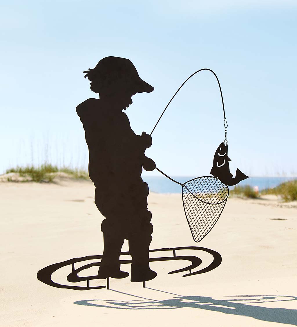 boy fishing silhouette