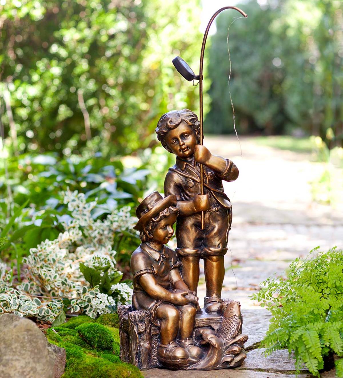 Solar Lighted Boy Statue | Wind and Weather