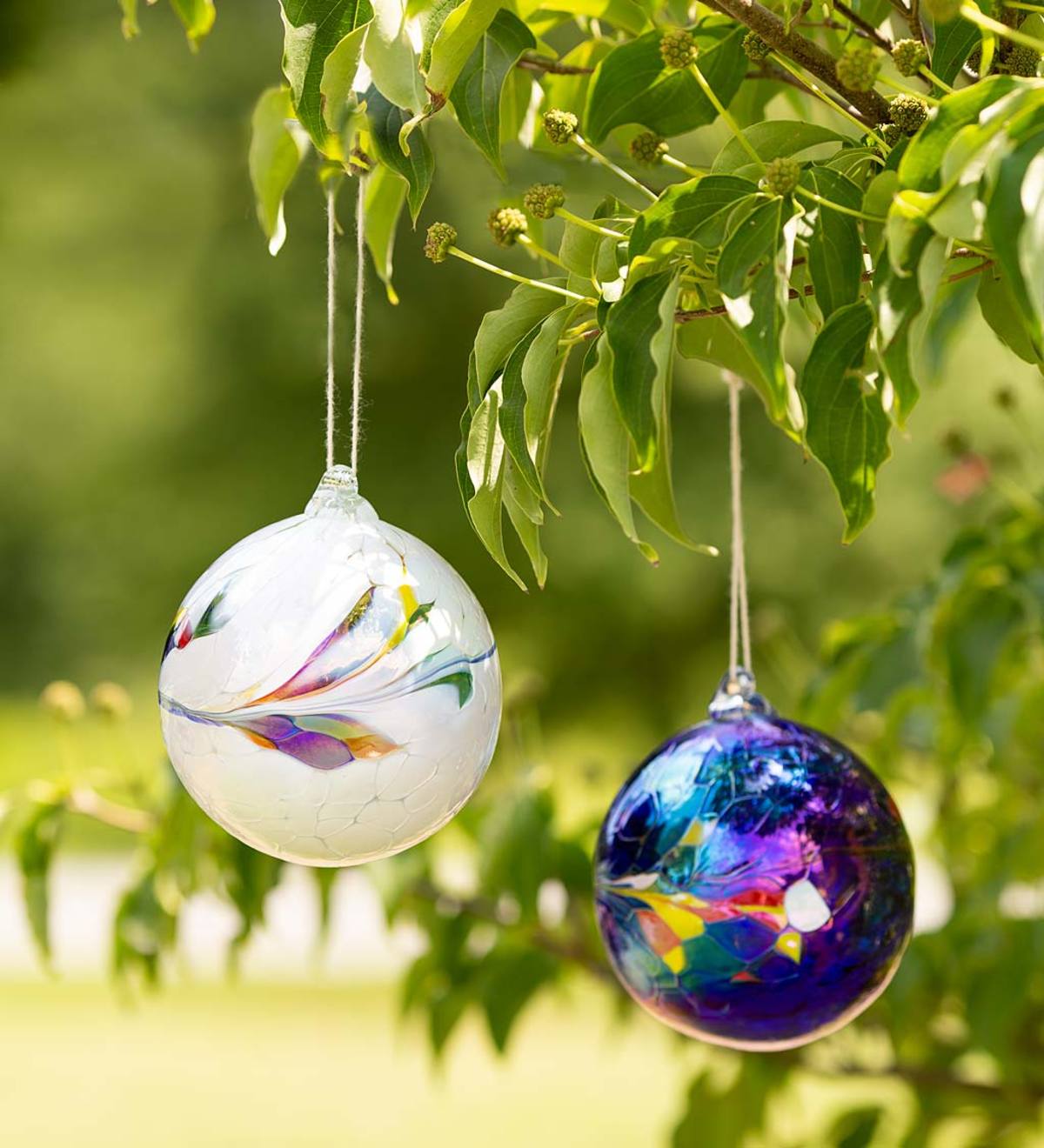 Individually Hand-Blown Glass Globe Holiday Ornament - Blue | Wind and ...