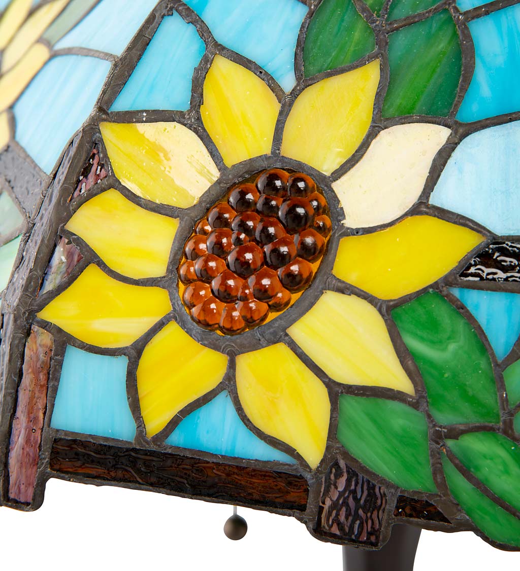 Tiffany Style Stained Glass Sunflower Themed Table Lamp Wind And Weather