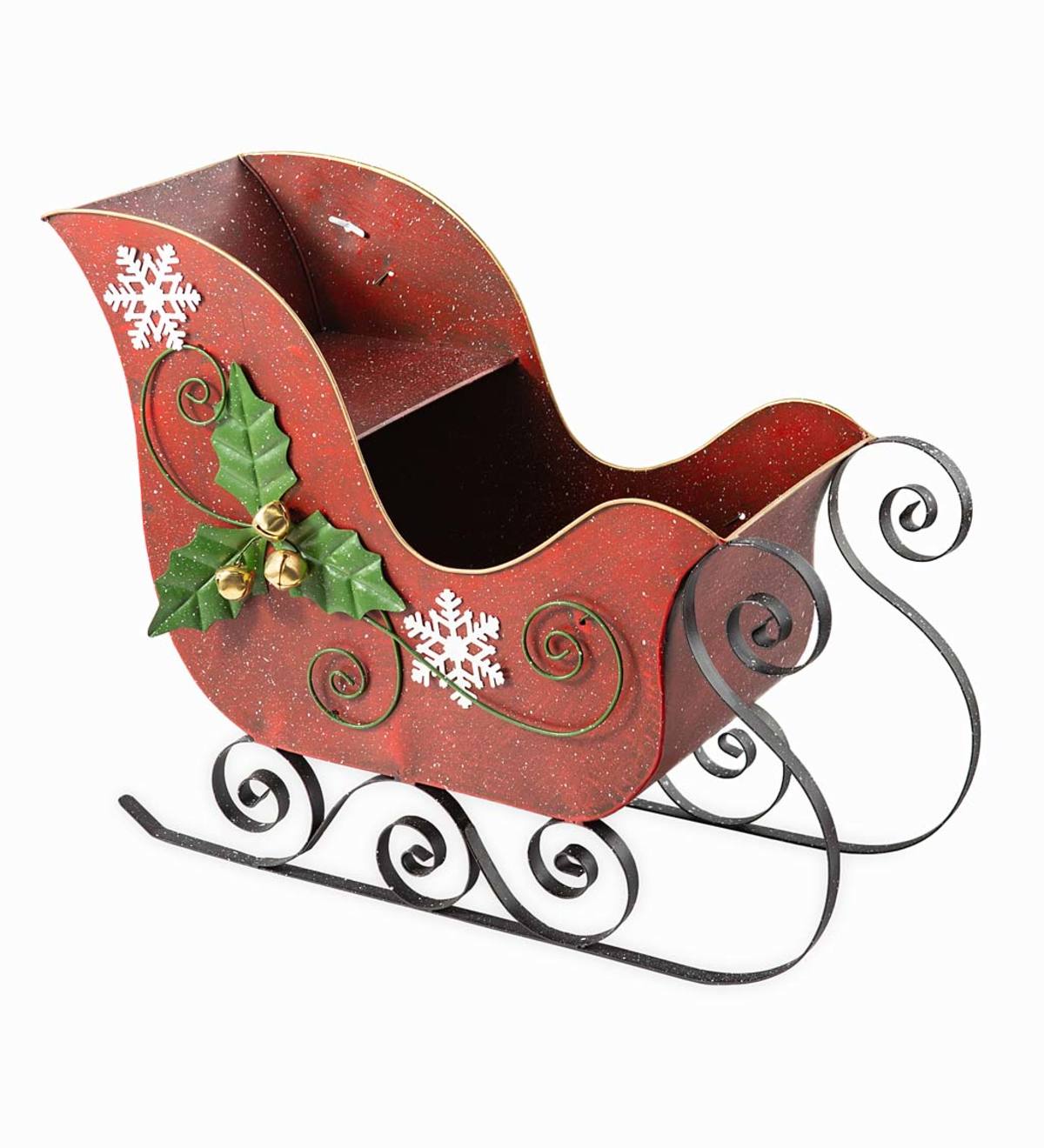 Red Metal Indoor/Outdoor Holiday Sleigh Decoration | Wind and Weather
