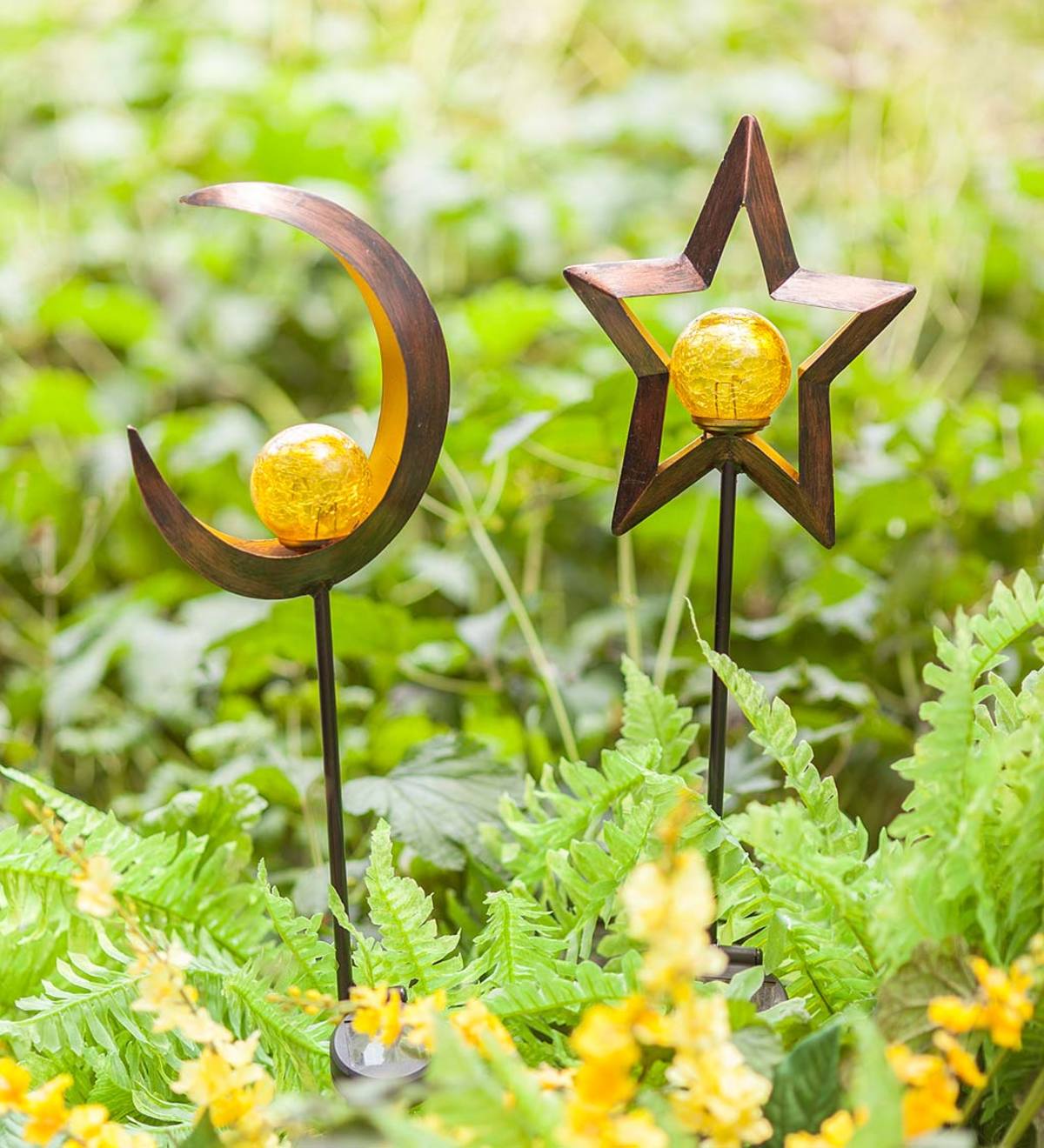 Solar Lighted Metal Star Garden Stake Wind and Weather