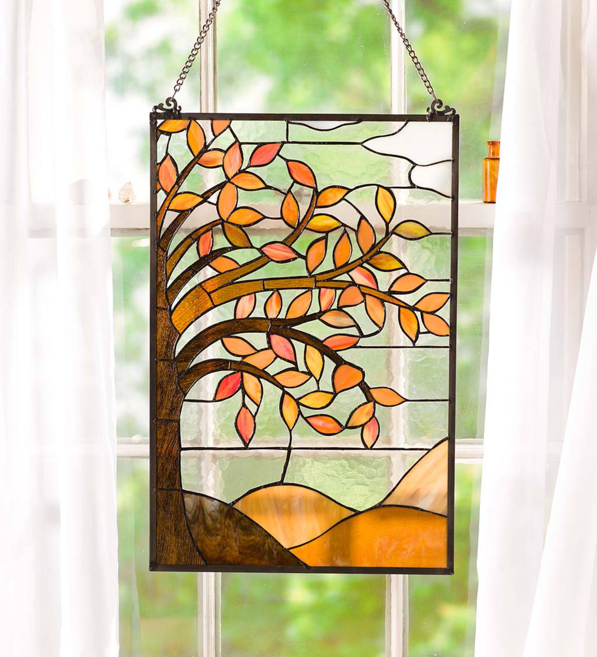 Stained Glass Autumn Tree Panel Wind And Weather