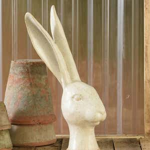 Vintage-Inspired Cast Iron White Rabbit Statue