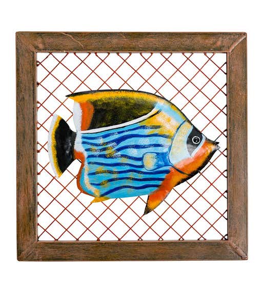 Handcrafted Framed Metal Fish Wall Art Blue Wind And Weather
